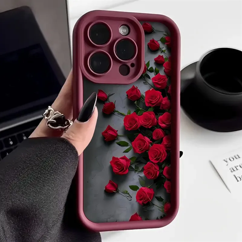 

Red Roses Pattern Phone Case For Samsung Galaxy S25 FE S24 Ultra S23 Plus S22 S21 A16 A26 A36 A56 A25 A35 A55 A24 A34 A54 Cover