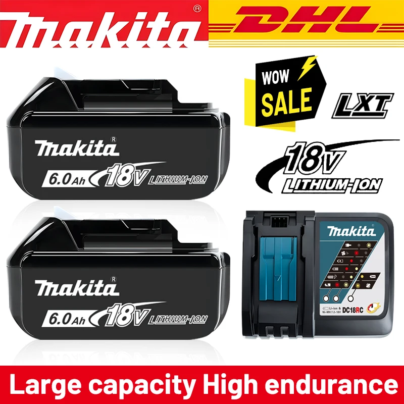 100%Original Makita battery, 18V 6.0Ah rechargeable battery, replacing Makita BL1830, BL1840, BL1850, BL1860B, lithium battery