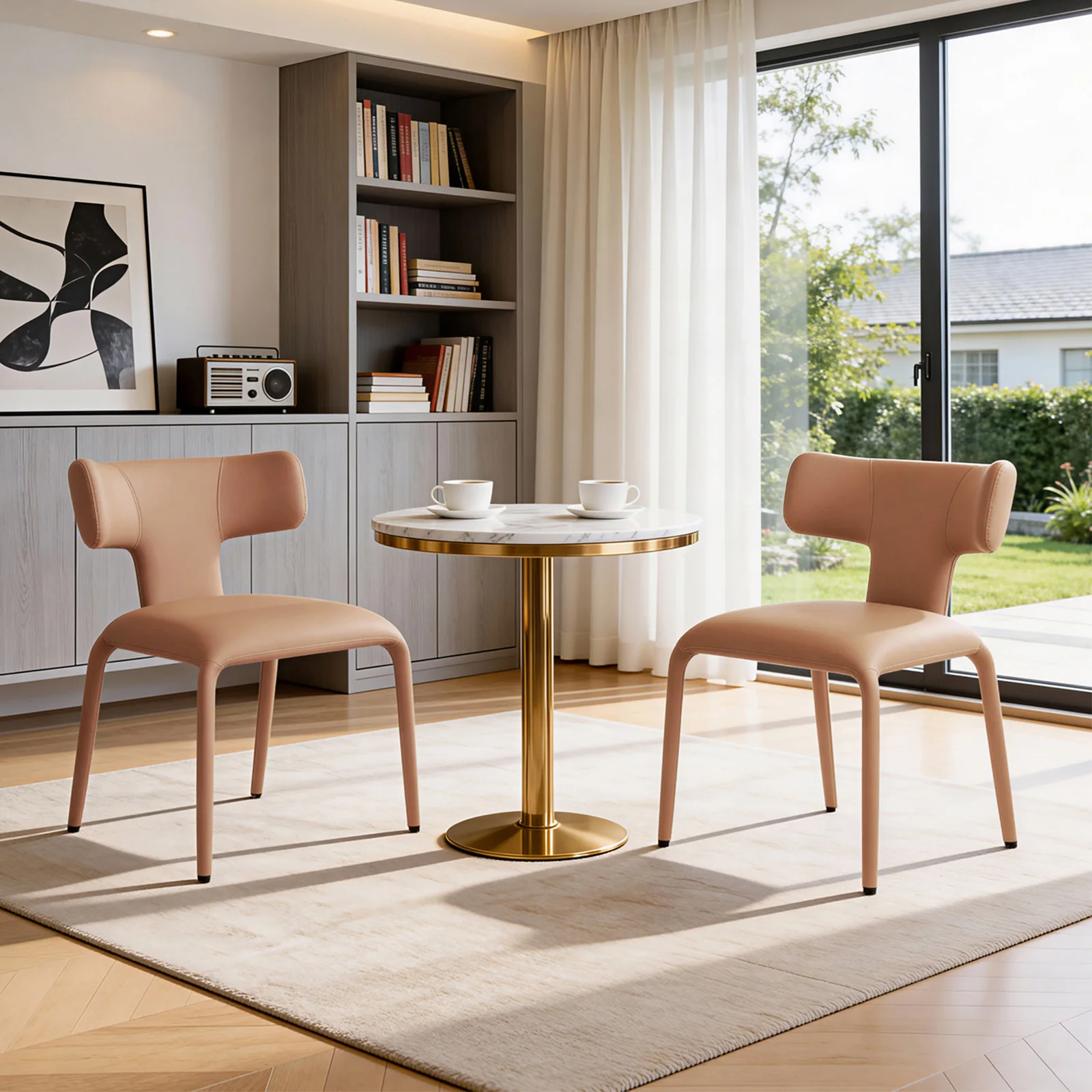 WOLTU 2 Stück/Set ergonomische Esszimmerstühle, Kunstleder/Leinen, Küchenstühle, Metallrahmen, Rückenlehne für Wohnzimmer, Schlafzimmer, Restaurant – Detail 34