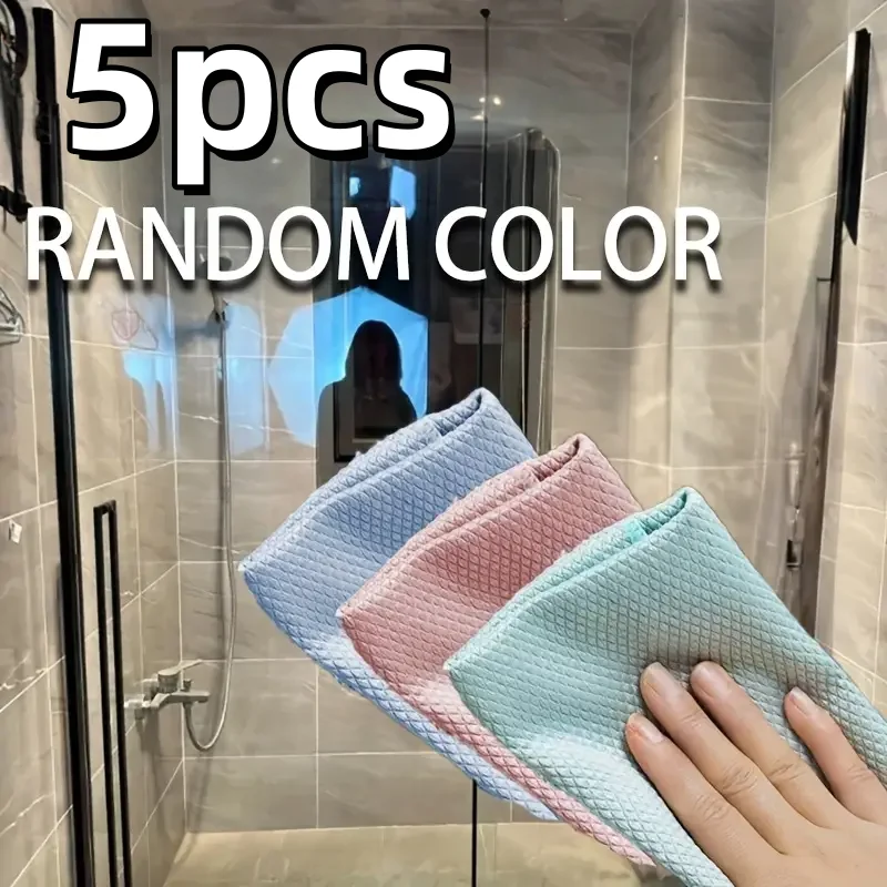 5PCS Magic Cleaning Cloths Streak-Free Glass Mirror Wipes Removes Water Stains Marks for Kitchen Car Home Lint-Free Reusable