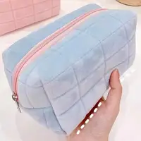 Solid Fur Cosmetic Storage Bag Large Women Zipper Makeup Organizer Handbag Stationery Pencil Case Travel Make Up Toiletry Punch 5