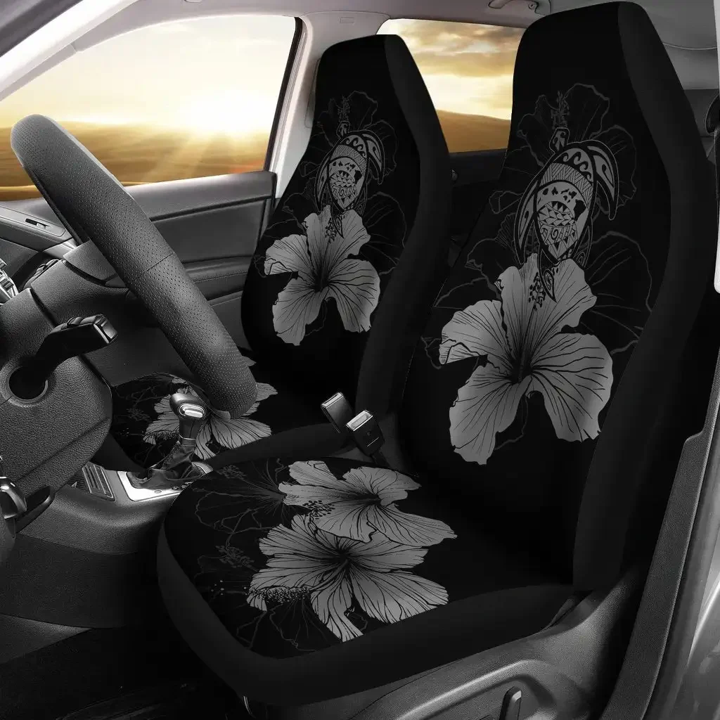 Hawaii Hibiscus Seat Cover Car Seat Covers Set 2 Pc, Car Accessories Car Mats - Turtle Map - Gray