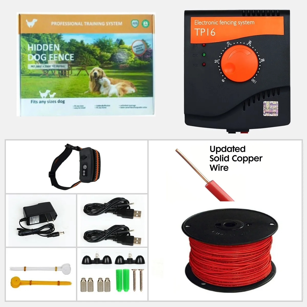 UPGRADE Pet Fence System Dog Electric In GroundFencing  Rechargeable Waterproof 6 Level Adjustable Training Collar Anti Run Away