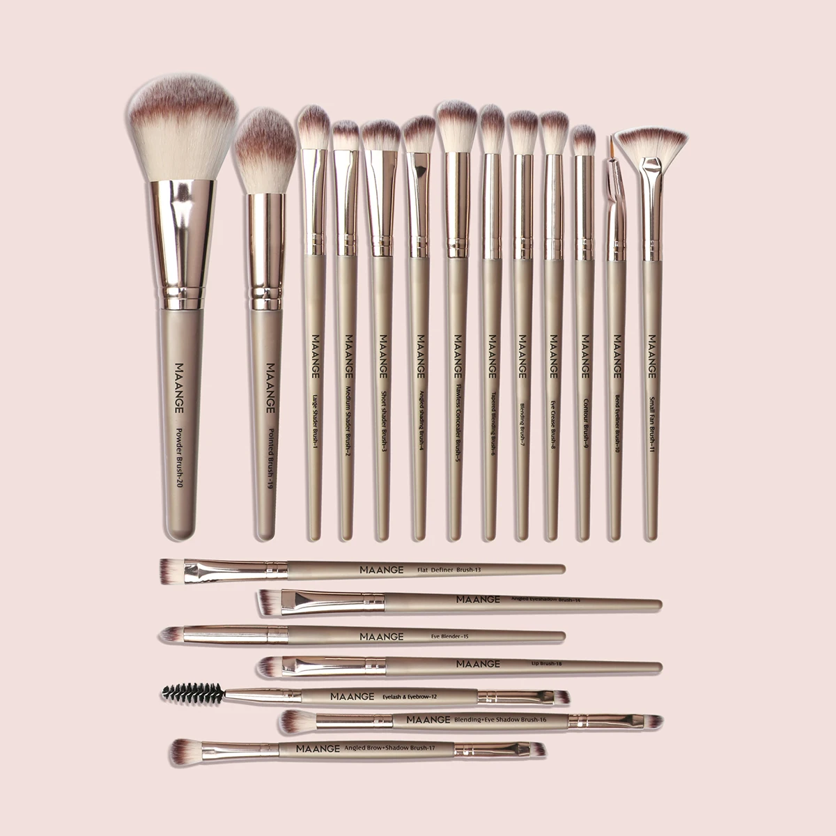 MAANGE 20PCS Makeup Brush Set Cosmestic Beauty Tools Foundation Powder Eyeshadow Blush Blending Soft Hair Brush Kits for Travel