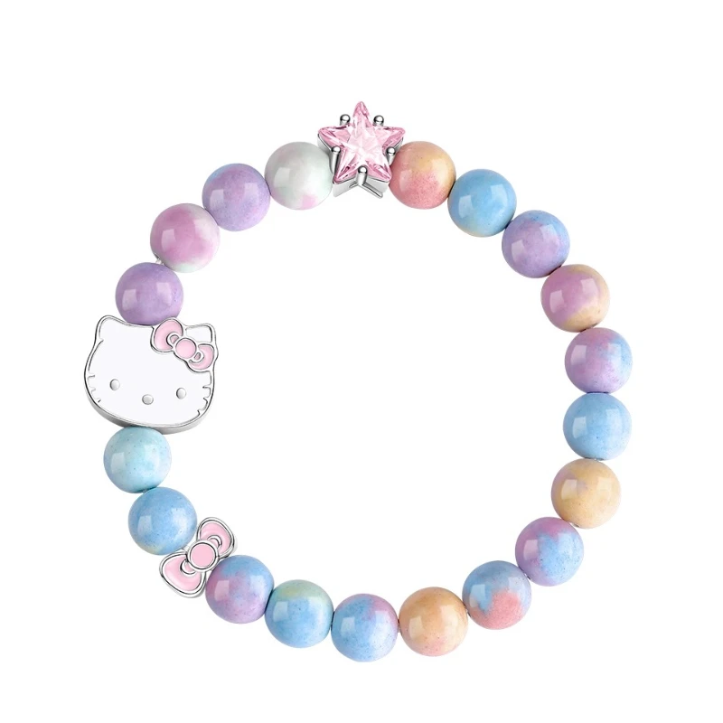 

Натуральная цветная картина Tide, совместный браслет Hello Kitty с радужным камнем, бусина, дофамин, подарки на день рождения