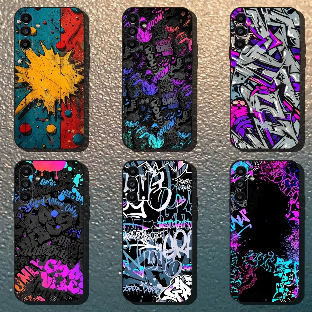 

Graffiti Phone Case For Samsung Galaxy A13,A21s,A22,A31,A32,A52,A53,A71,A80,Soft Black Shell