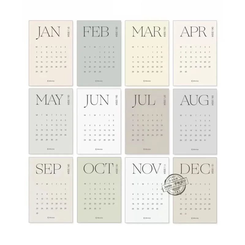 Fromthenon 2023 2024 Calendar Card with Inner Pages Notebook Loose Leaf Paper A5 A6 A7 A8 Notebook Stationery Supplies