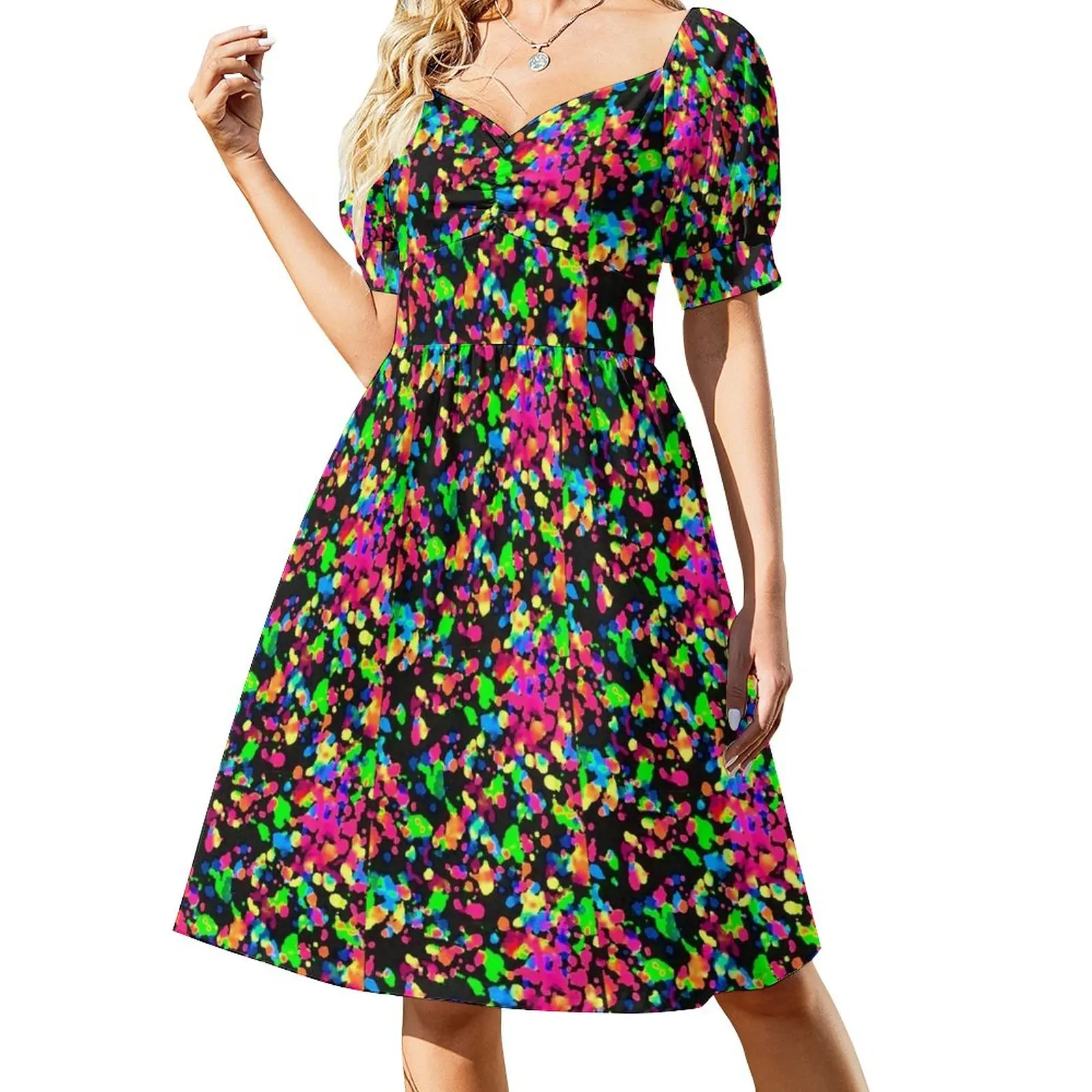 

Blacklight Neon Paint Splatter Sleeveless Dress summer dress for women 2024 elegant dresses plus sizes