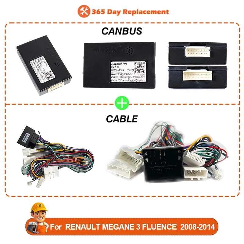 

For RENAULT MEGANE 3 2008-2014 FLUENCE Car Radio Canbus Box Android Auto 16 PIN Wiring Harness Power Cable Adapter