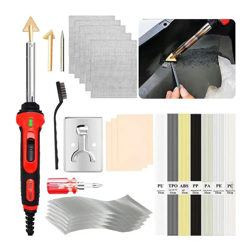 A69E100W Plastic Welding Kit Electric Soldering Iron Household Welding Tools Automobile Bumper Maintenance Tools EU Plug Easy To