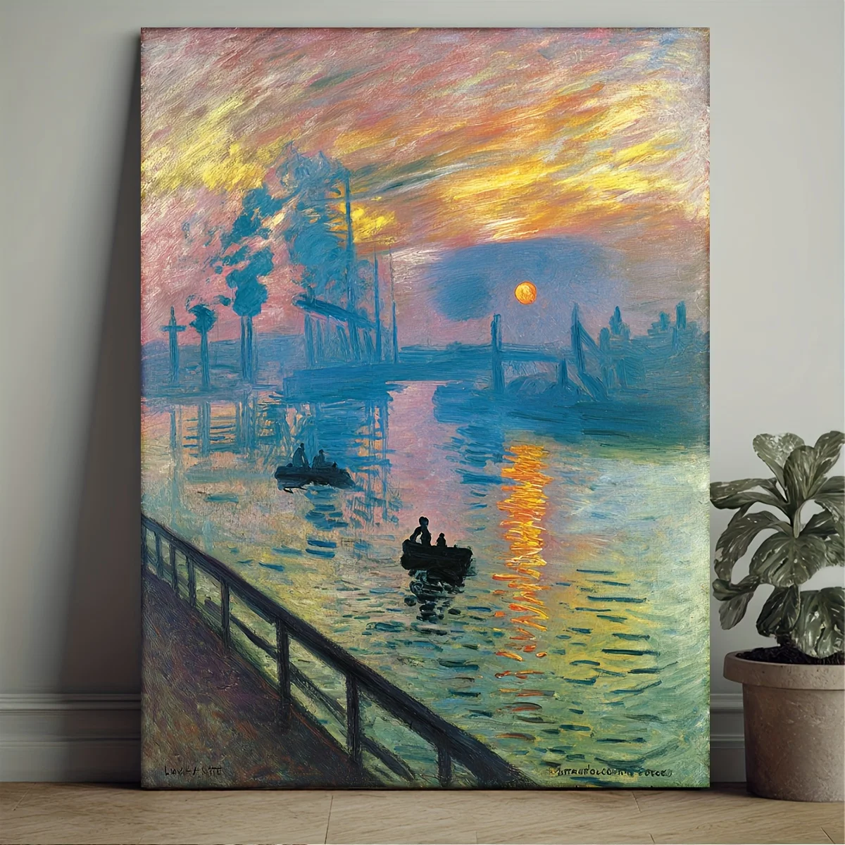 (No frame)1pc Claude Monet Riverside Abstract Impressionist Painting Replica - Modern Post-Impressionist Wall Art Print with