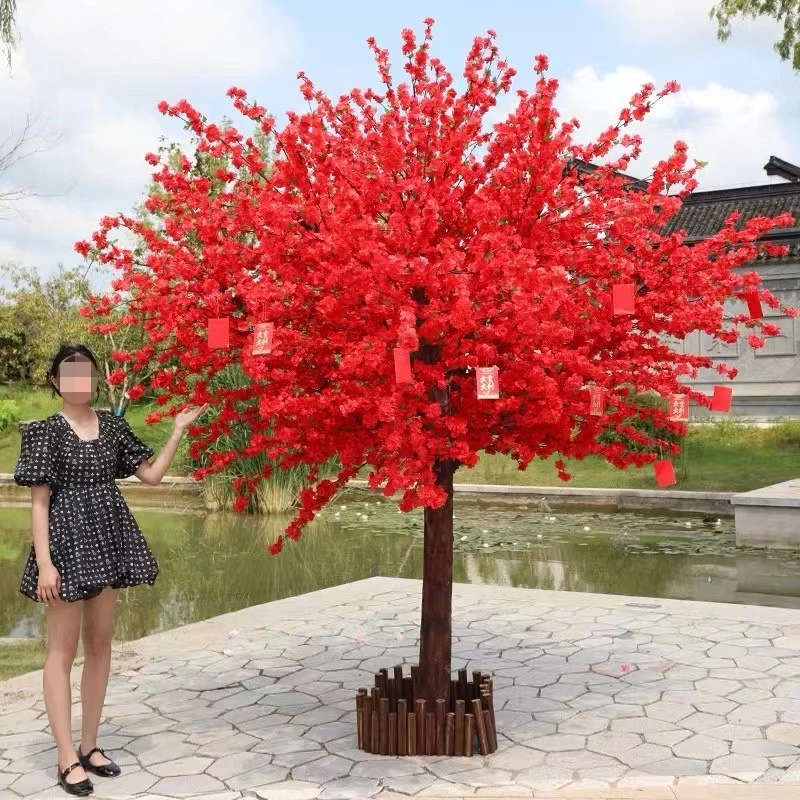 Simulation peach tree wedding decoration shopping mall garden New Year large wishing red envelope blessing tree plum blossom - Image 4