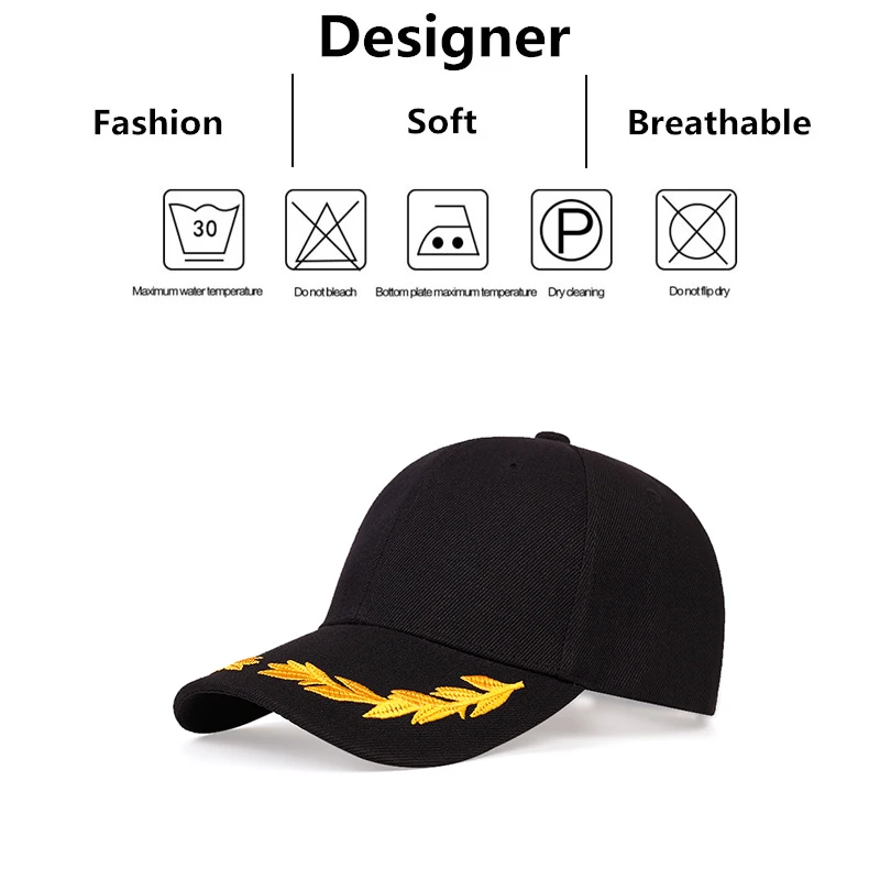 Unisex Hat Brim Wheat Ear Embroidery Snapback Baseball Caps Spring and Autumn Outdoor Adjustable Casual Hats Sunscreen Hat