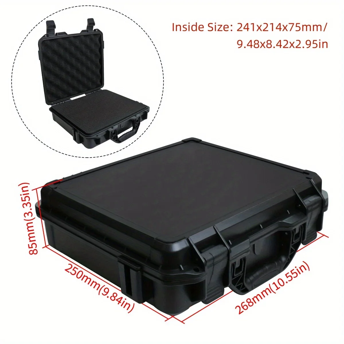 1 Stück tragbare, stoßfeste, wasserdichte, robuste Schutzhülle, vorgefertigter Schaumstoffeinsatz zum Anpassen, Aufbewahrungsbox für Werkzeuge. – Detail 5