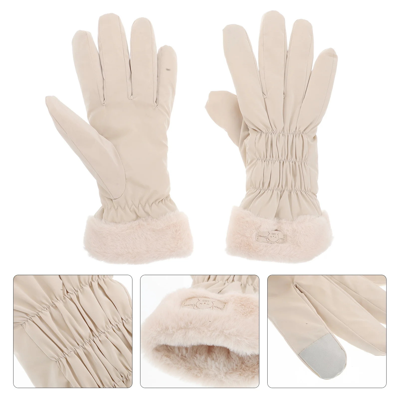 

1 Pair Women'S Warm Winter Gloves Thick Lined Touchscreen Compatible Waterproof Insulated Cycling Hiking Thermal Gloves For Cold