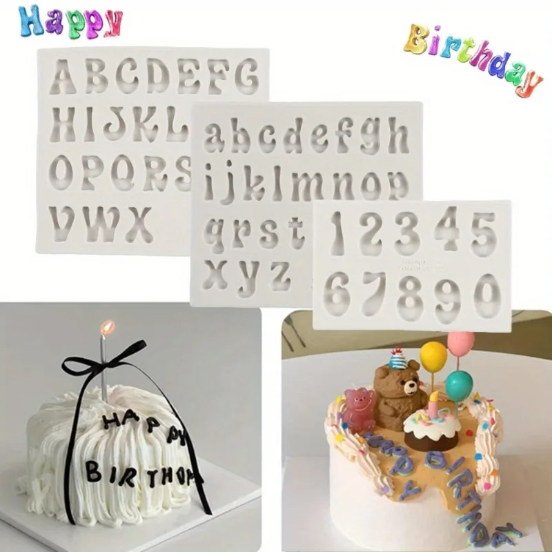 Silicone Alphabet and Number Molds for Baking, Includes Uppercase and Lowercase Letters Ideal for Fondant Kitchen Baking Tools