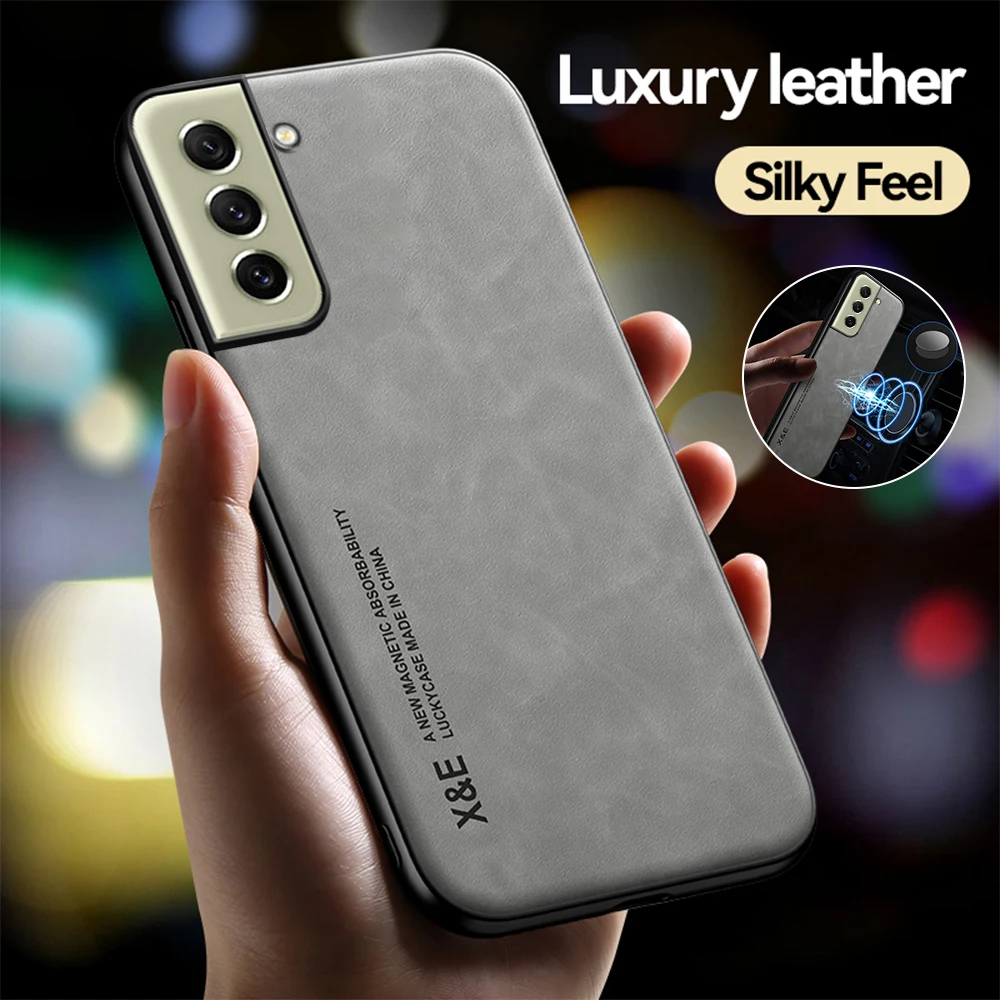 Luxury Lambskin Leather Magnetic Case For Samsung Galaxy S21 FE 5G Silicone Shockproof Cover On Sumsung S 21 FE S21FE S21 Faith