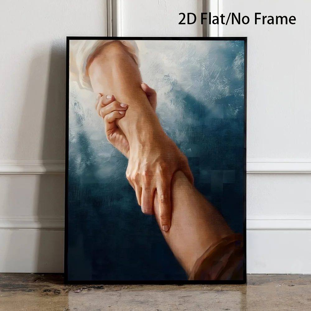 2D Flat, 2D Flat, 1pc, Frameless ' Extended Hand (Print). God'S Hand Saving Christian Art Piece Fun Canvas Painting Wall Deco