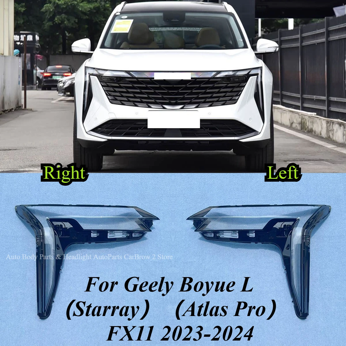 Front Headlamp Protective Shell Replacement For Geely Boyue L (Starray / Atlas Pro) FX11 2023‑2024 Clear Headlight Lens Cover