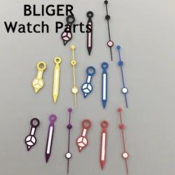 BLIGER pink bule yellow red purple watch hands green luminous hands fit NH35 NH36 movement