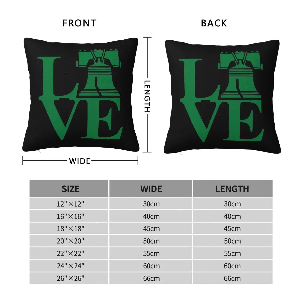 Love Philadelphia Liberty Bell Square Pillowcase Polyester Linen Velvet Creative Zip Decorative Pillow Case Room Cushion Case