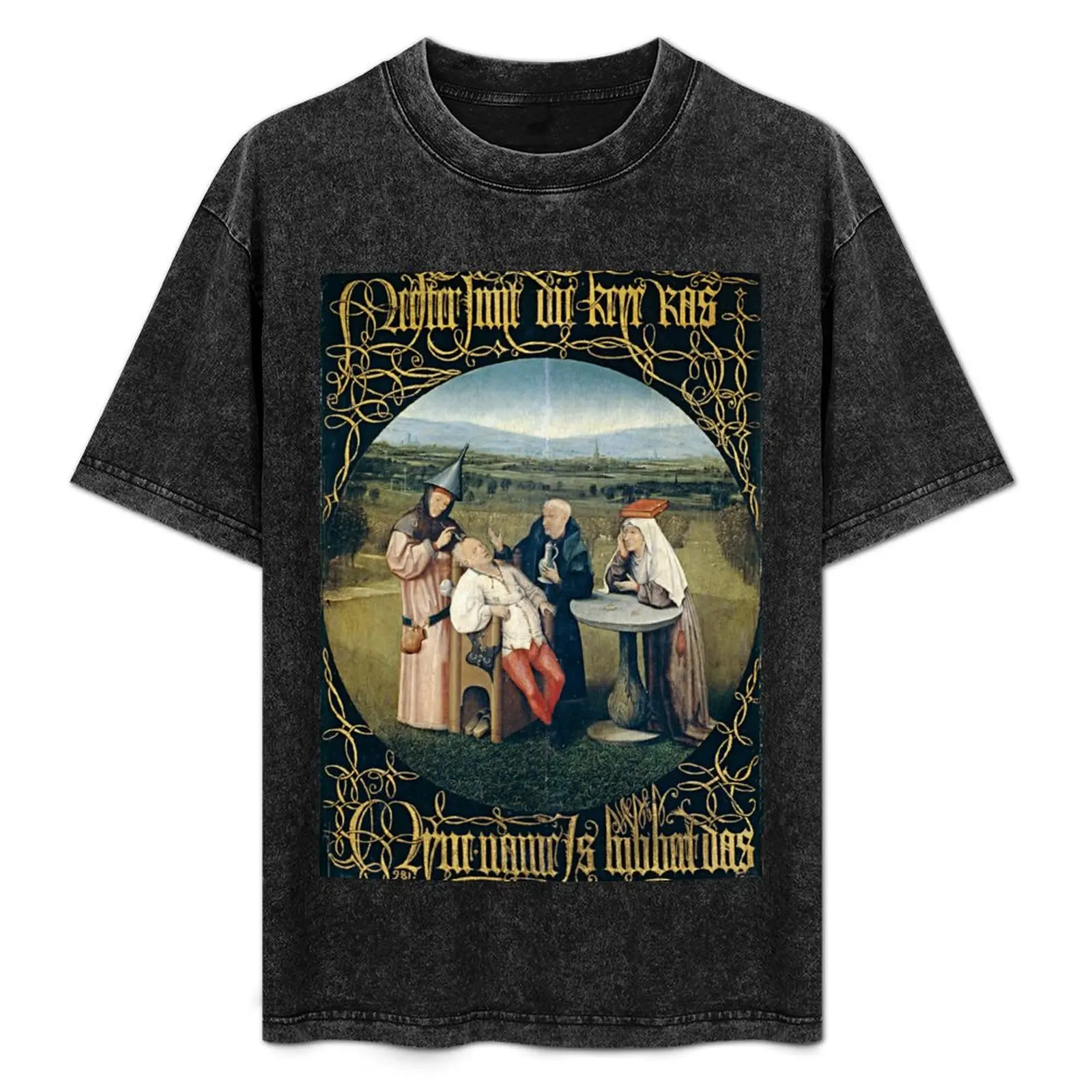 HD. Cortando a Pedra, de Hieronymus Bosch. Camiseta de Alta Definição com Estampa Moderna