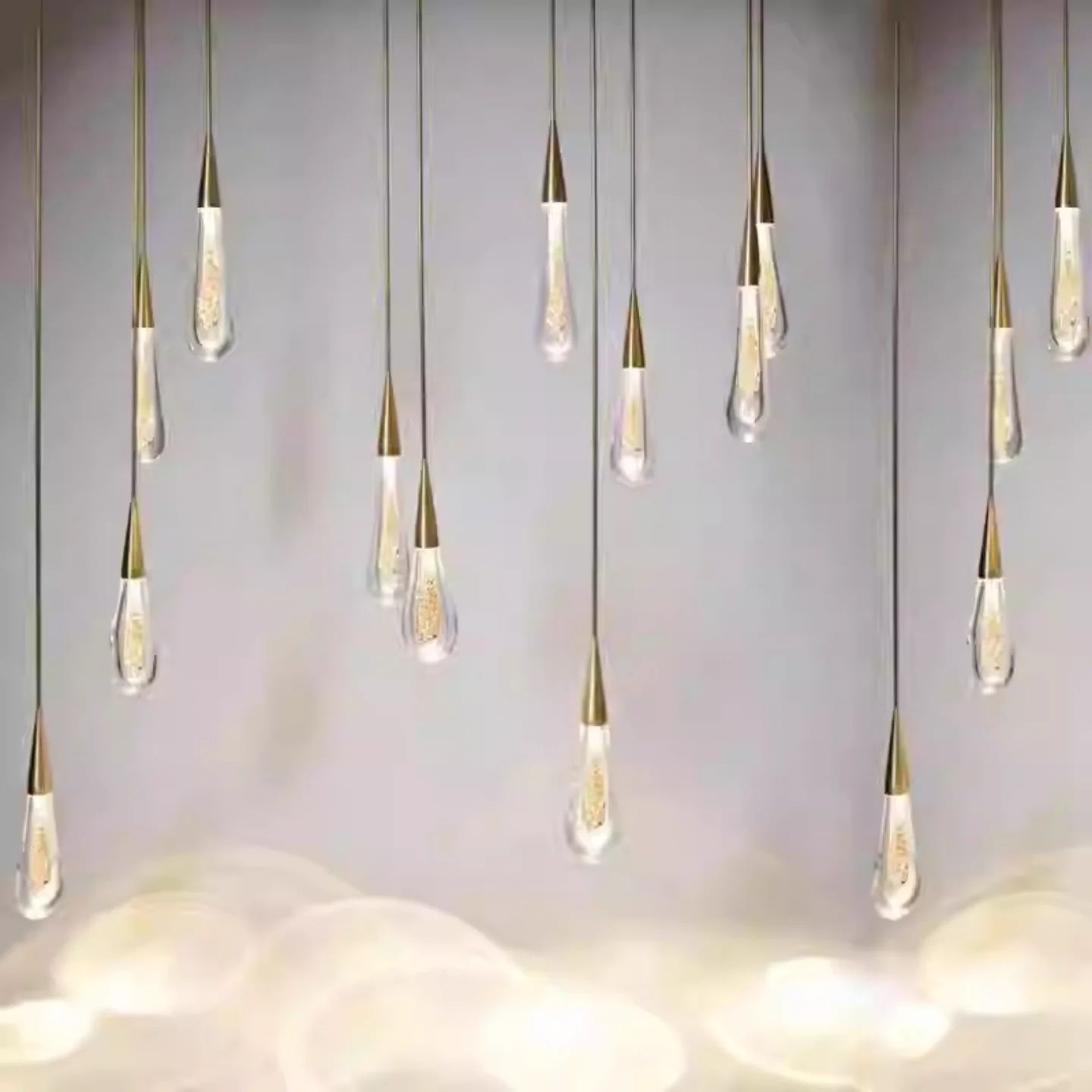 ثريا كريستالية فاخرة على الطراز الشمالي المزخرف مع ضوء تعليق بتصميم قطرة الماء للدرج وغرفة المعيشة #2