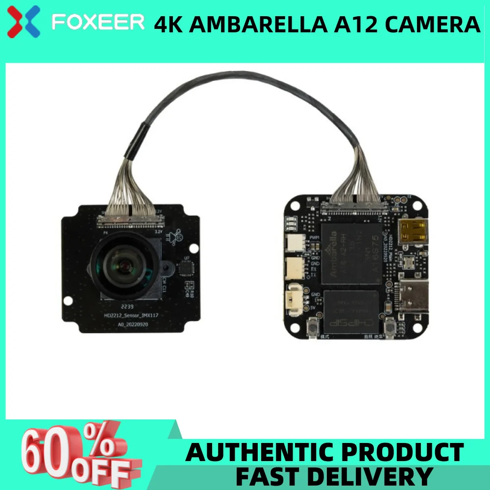 

Foxeer 4K Ambarella A12 Camera UAV PWM Remote Control WiFi Distortionless Lens TV Out Micro HDMI Herelink 4K Action Camera FPV