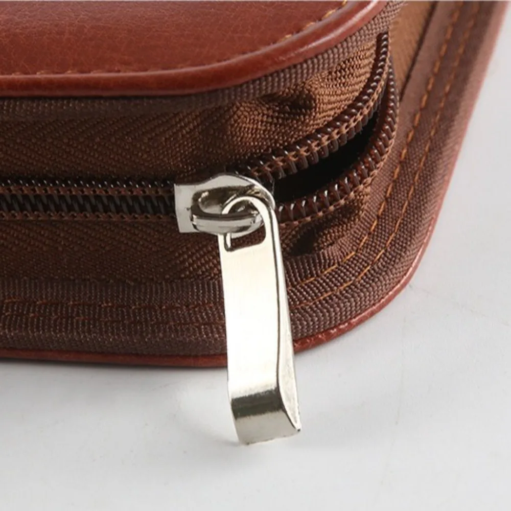 PU Leather Business Key Storage Bag with Zipper Large Capacity A4 File Folder Card Slots Pen Insert Business Manager Clip