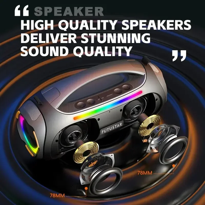 60W Outdoor Waterproof Rechargeable Boom Box TWS Series Music Party Subwoofer Bluetooth Speaker HIFI Portable Loud Stereo System