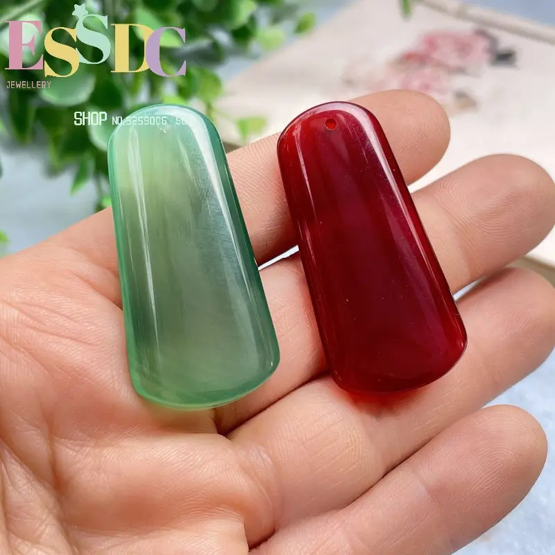 Natural green chalcedony Ping An Wu Shi brand pendant red agate men and women necklace pendant jade jewelry gift first choice