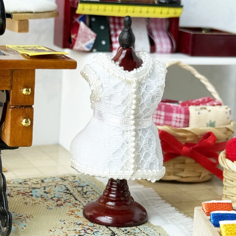 Suporte de Exibição para Manequim de Roupas de Renda Miniatura para Casa de Bonecas 1/12, Cabide para Bonecas, Decoração de Cena de Costura, Brinquedo