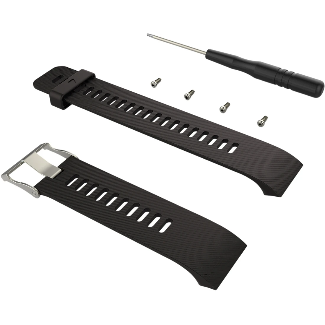 Compatible with Garmin Forerunner 35/30 Black 6-Piece Replacement Strap