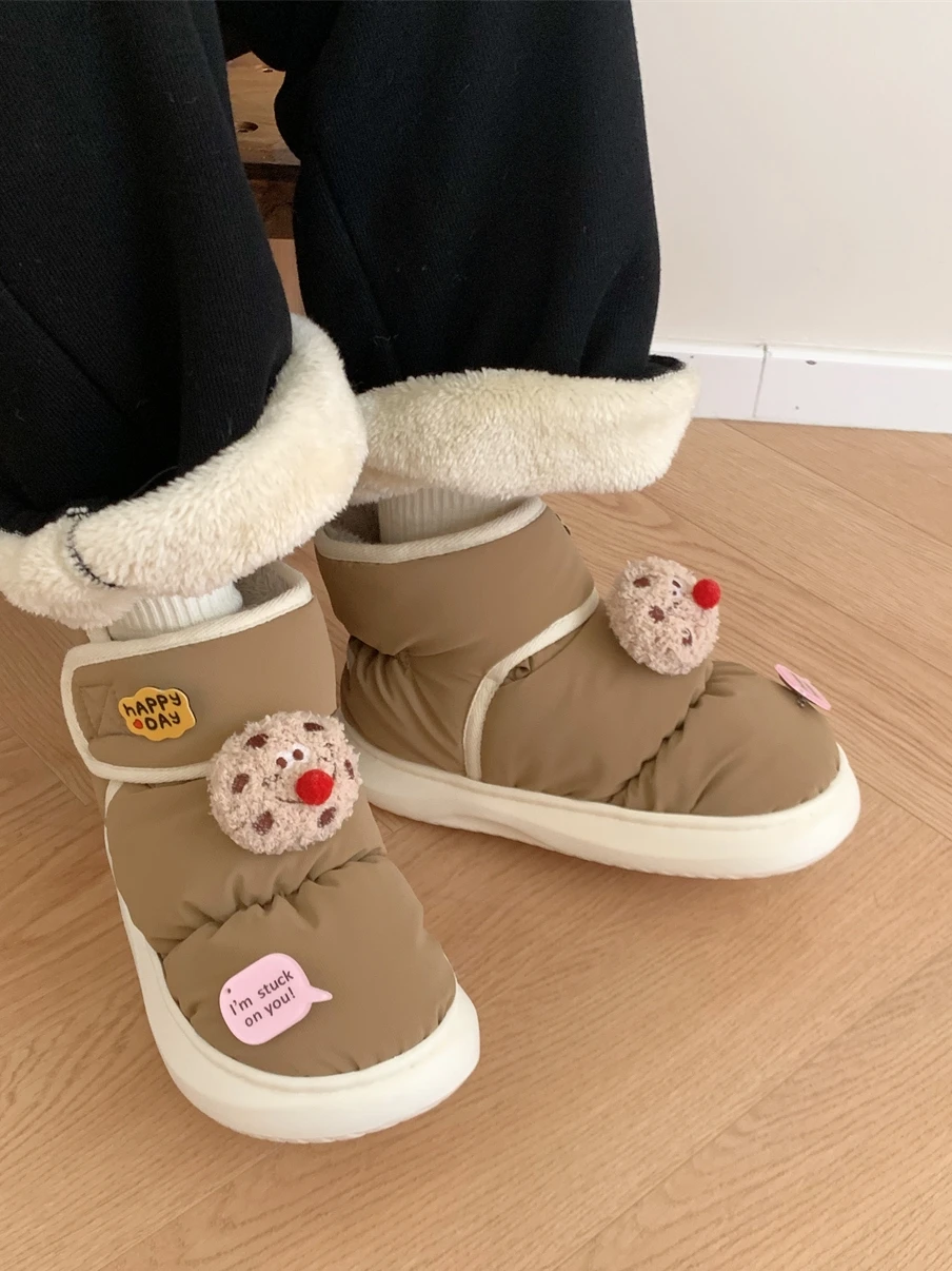 Couple Wears Versatile Waterproof Cotton Boots Shoes Outside Boots Men And Women Winter Cookie Snow Shoes