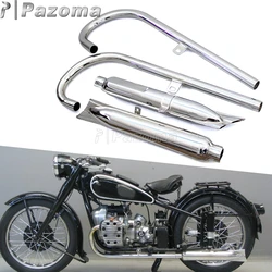 Black Motorbikes 1Pair Retro 750cc Fishtail Exhaust Mufflers Pipes 24/32HP Engine Parts for BMW K750 M1 M72 R71 R12 Dnepr MT12