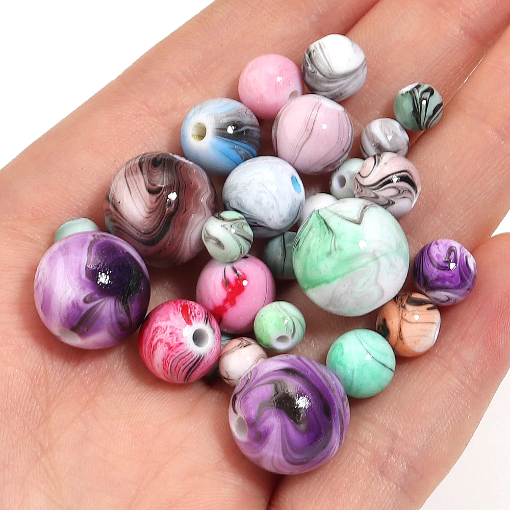 6-14 مللي متر الحبر غسل الراتنج الخرز الحرف الرسم الملونة الجولة فضفاض خزر عازل لصنع الهدايا اليدوية اكسسوارات