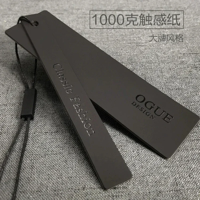 Universal black tactile paper clothing trademark price hang tag