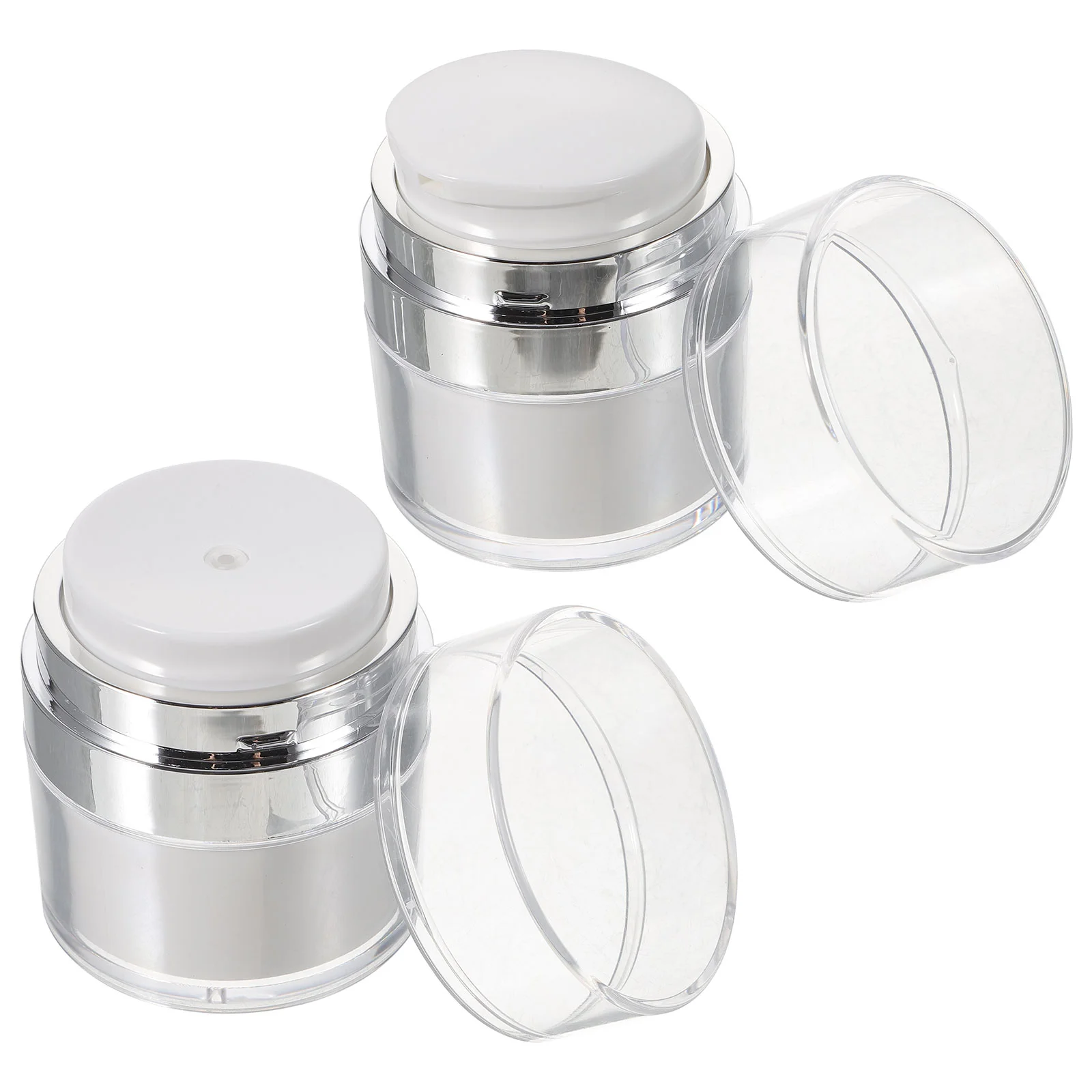 2 Pcs Creami Moisture Pump Dispenser Small Travel Containers Toiletry Bottles with Cover Jar White