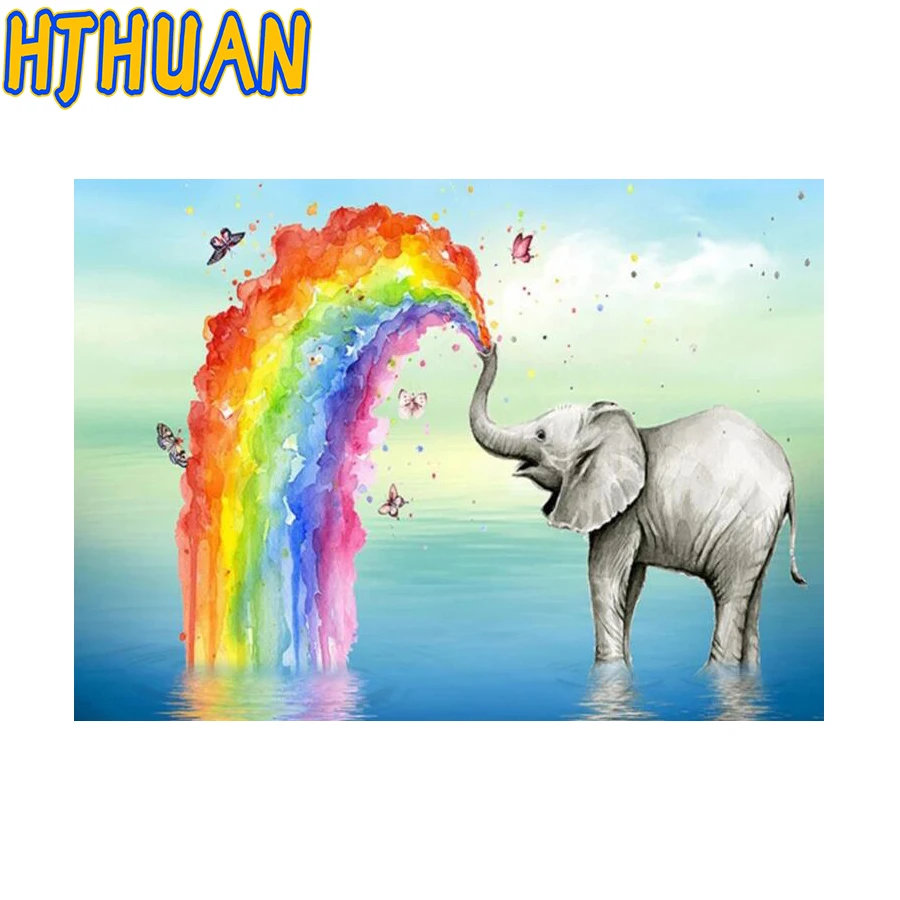 

Diamond Painting 5D DIY Diamond Painting animal Full Square Drill rainbow Elephant Embroidery Cross Stitch Gift Home Decor Gift