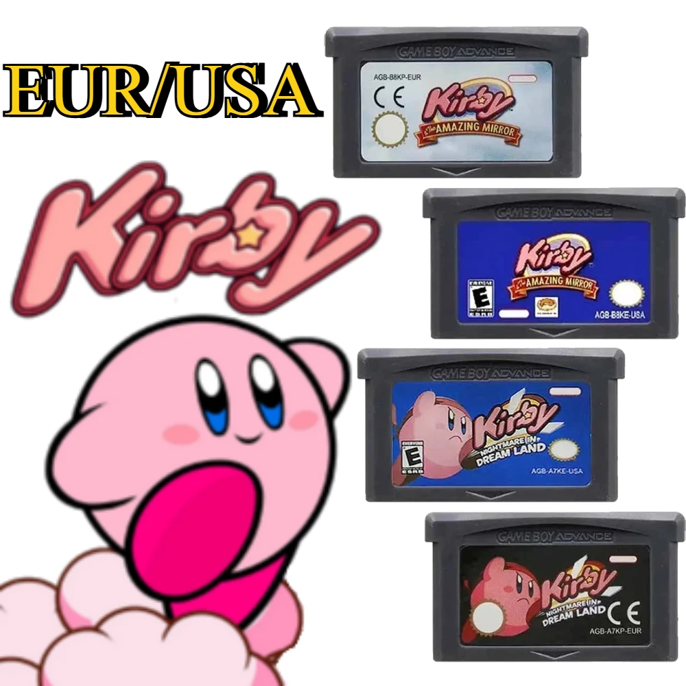 

Игровой картридж Kirby, 32-битная карта для игровой консоли, английская версия, удивительное зеркало, кошмар в Dream Land для GBA NDS GBA