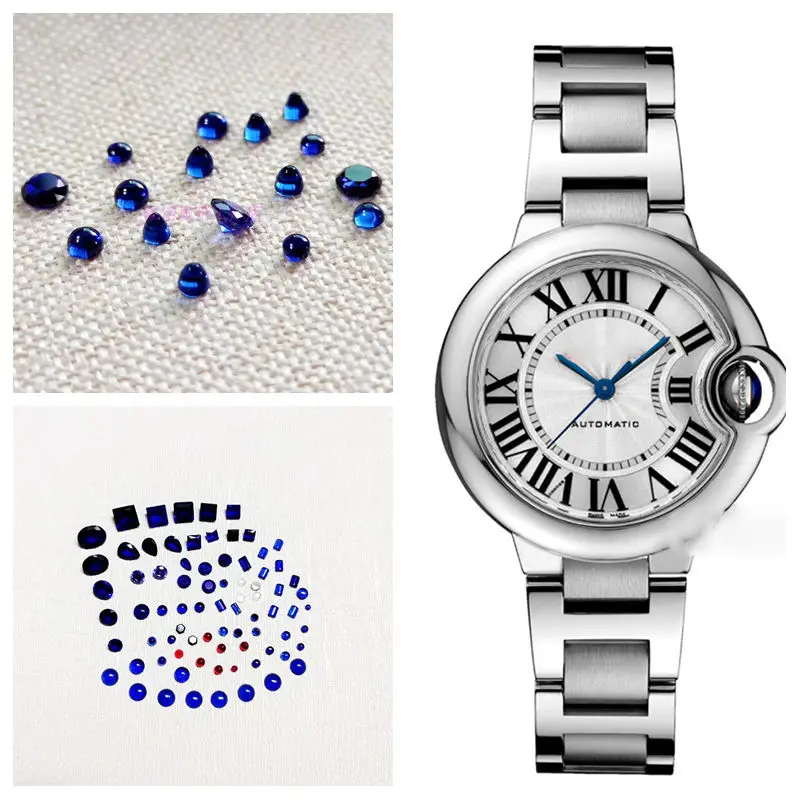 Fit Ballon Bleu Pasha Panthere Santos Cle Ronde Maillon Drive Tortue Múltiples Zafiro Azul Redondo Adecuado para Cartier Crown