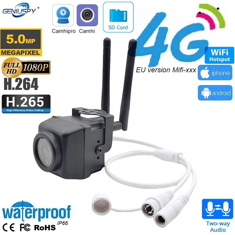 

Camhi Mifi 5MP 2MP Mifi Wifi 4G Sim Card Wireless Waterproof Mini IR Security Cctv Camera With Sim Card &SD Card for Bus&Nest