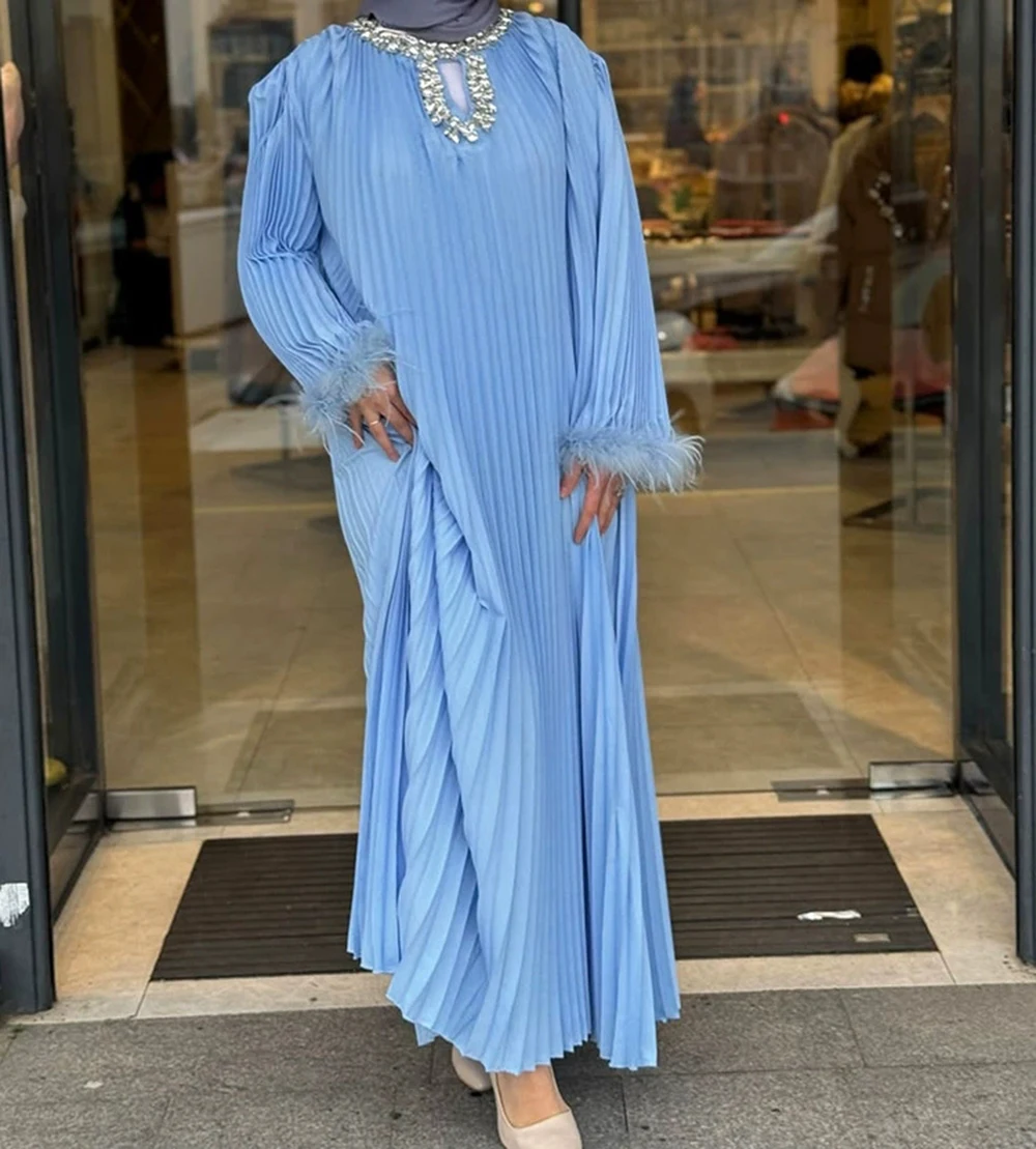 

Pleated dress Spring and autumn high-end plus size women's pleated long skirt light luxury Middle Eastern clothing-GZXX980