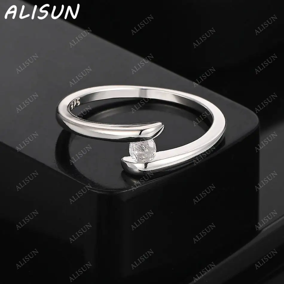 

ALISUN 925 Sterling Silver Size 7-10 Zircon Ring For Women Men Fashion Jewelry Charm Grace Noble Wedding Accessories