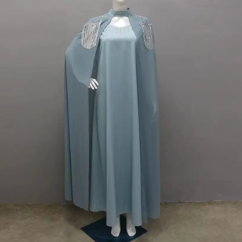 

UNI Eid Muslim Party Dress for Women with Cloak Ramadan Abaya Dress Belt Kaftan Vestidos Largos Dubai Tassel Robe Jalabiya 2024