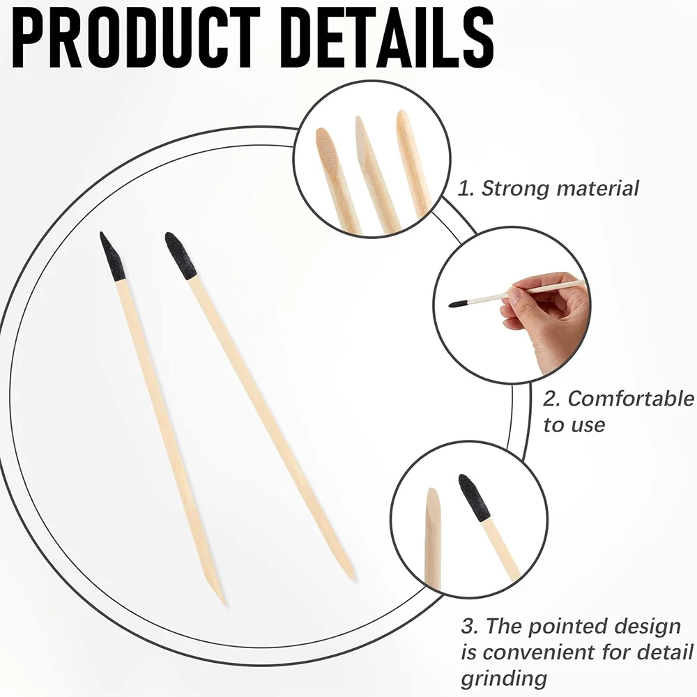 10Pcs Dual-ended Manicure Sanding Wooden Stick Cuticle Pusher Sticks Pumice Stone Cuticle File For Manicure Pedicure Home Salon