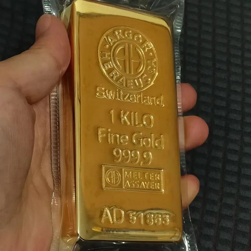 Switzerland 1000g Gold Bar 1:1 Copy Suisse 1kg Gold Bullion Replica Gold Bar Jewelry Store Bank Display Anti-theft Sample