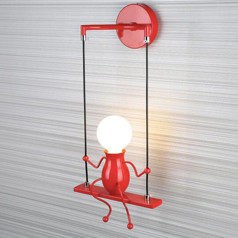 Imagem -05 - Luminárias de Parede Criativo Único Pessoas Pequenas Wall Light Modern Wall Sconce Iluminação Quarto Bedside Lamp E27 Branco Preto Vermelho