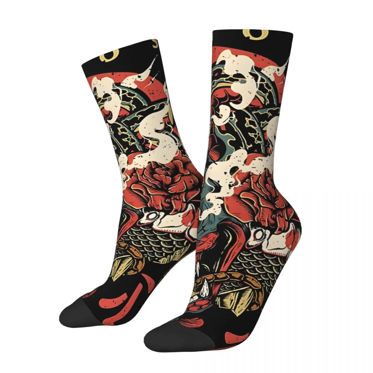 Crazy compression Oni Samurai Japan Sock for Men Harajuku Samurai Seamless Pattern Crew Sock Casual