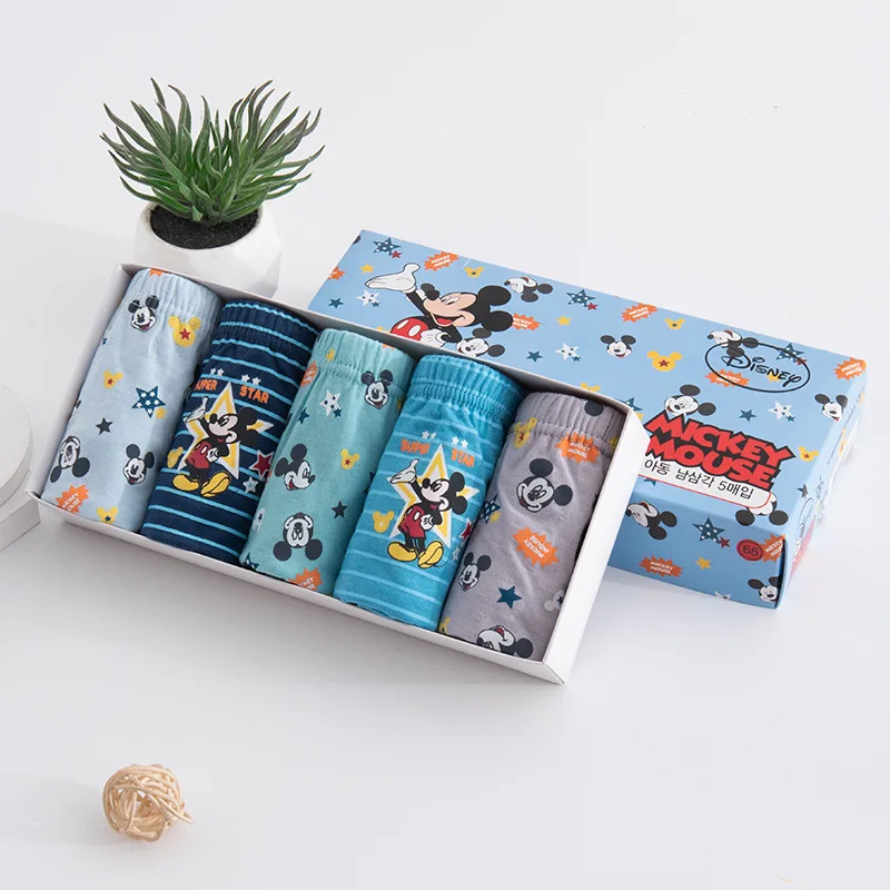 5Pcs/Lot Cartoon Mickey boys Pure cotton comfort Briefs Panties Kids Underwear for   2-8years kids